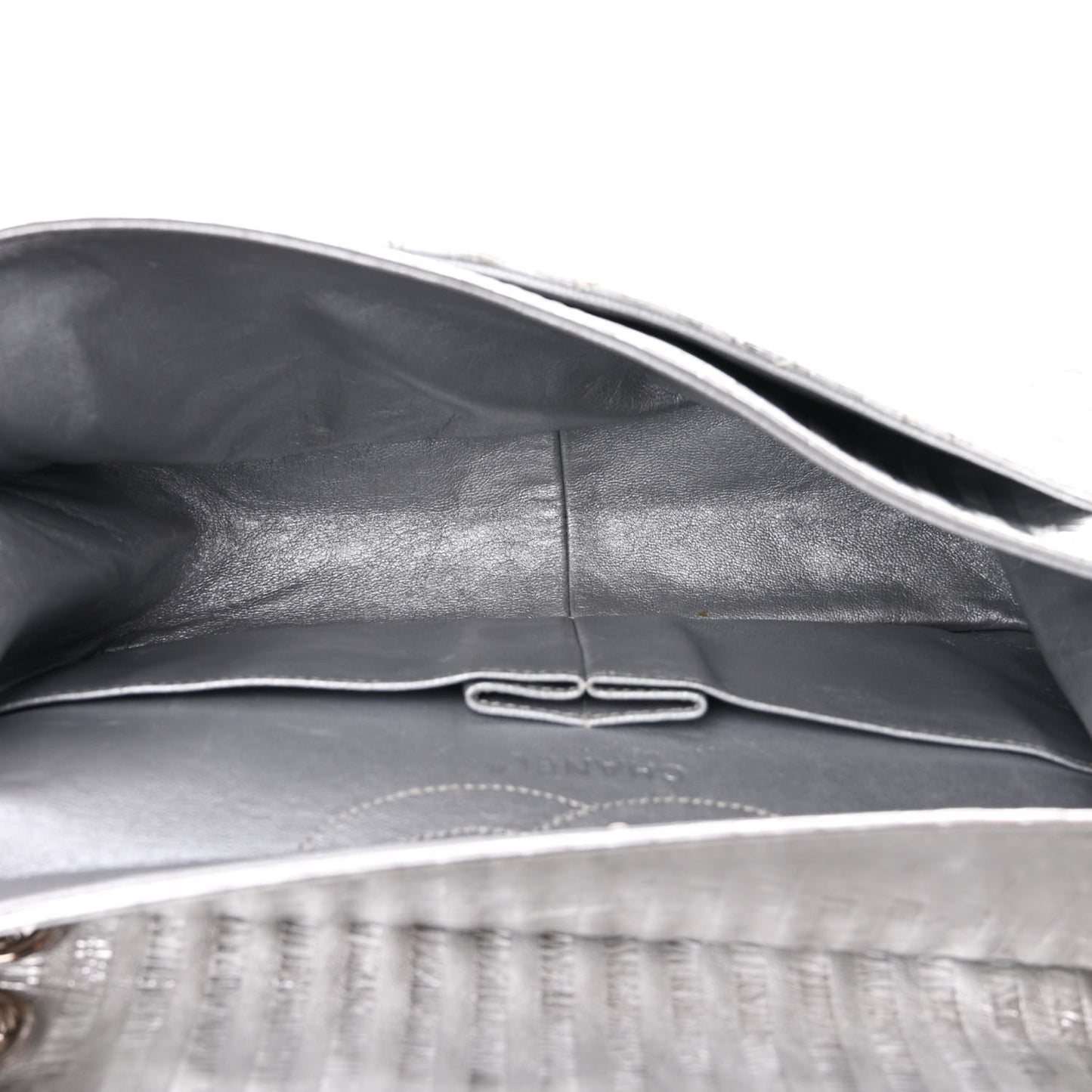 Metallic Calfskin Striped 2.55 Reissue Flap Silver