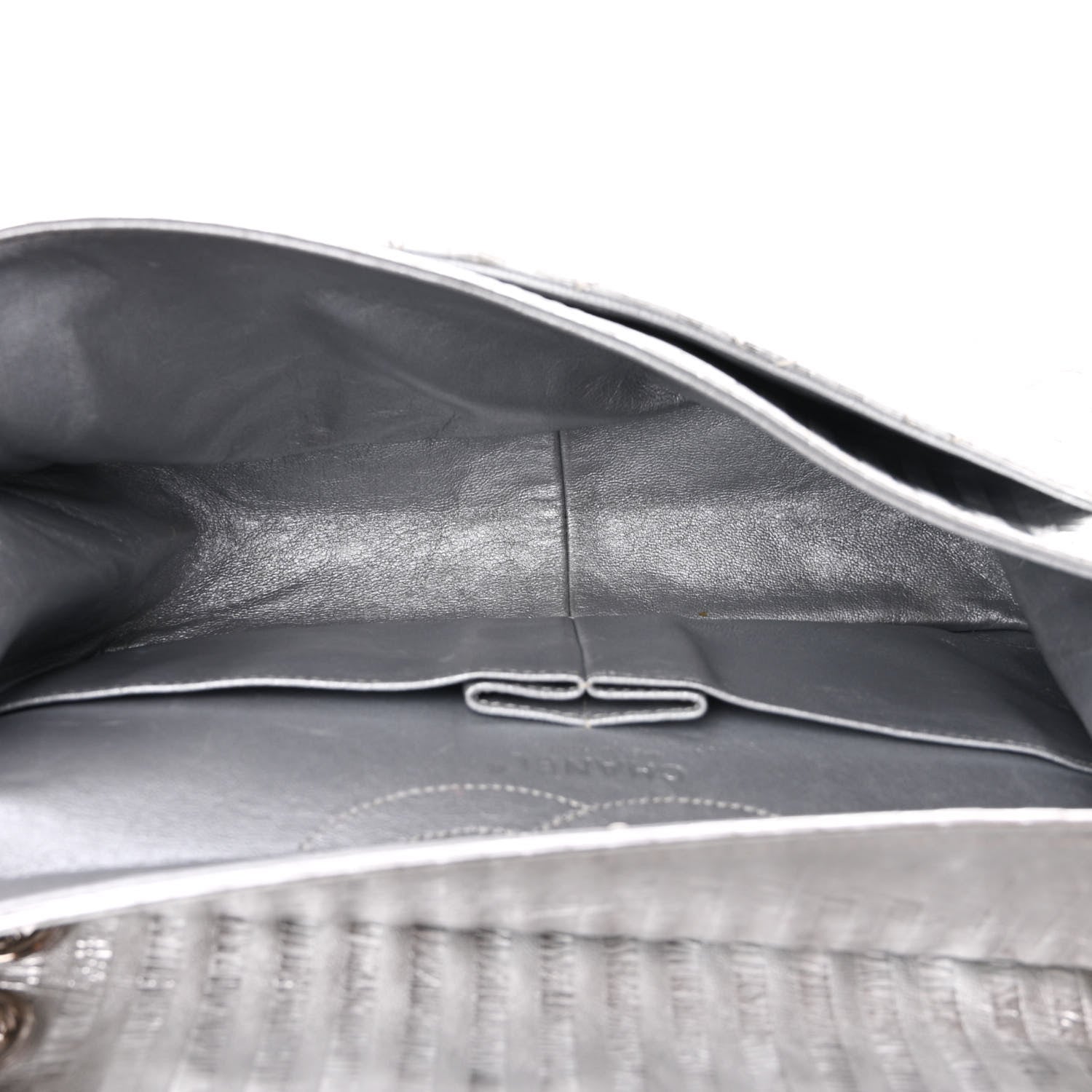 Chanel Metallic Calfskin Striped 2.55 Reissue Flap Silver 5 of 12