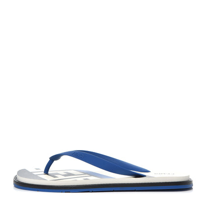 Fendi Rubber FF Mens Logo Thong Sandals 7 Black Blue 1 of 9