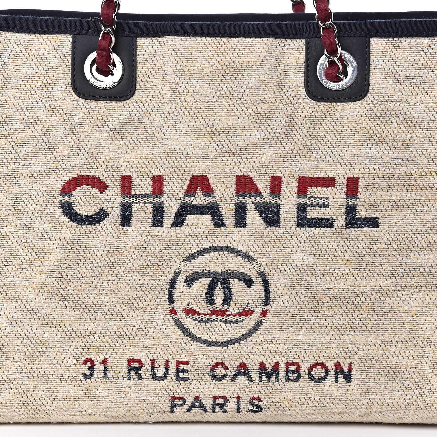 Chanel Striped Canvas Small Deauville Tote Beige 10 of 10