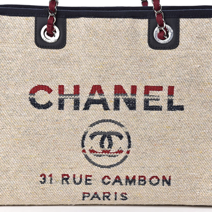 Chanel Striped Canvas Small Deauville Tote Beige 10 of 10