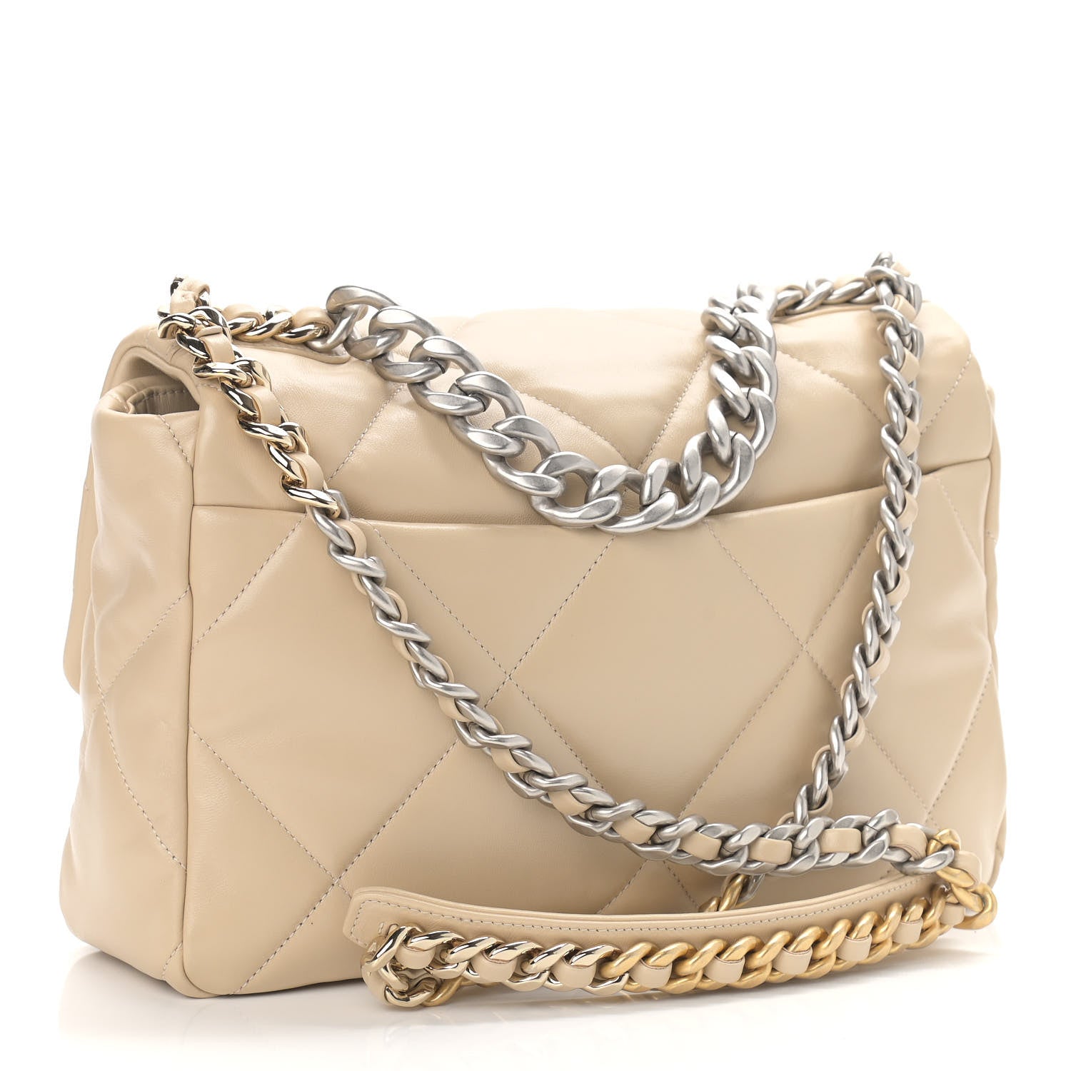 Chanel Lambskin Quilted Large Chanel 19 Flap Beige 3 of 9