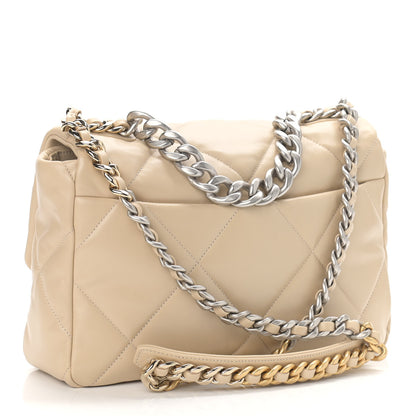 Chanel Lambskin Quilted Large Chanel 19 Flap Beige 3 of 9