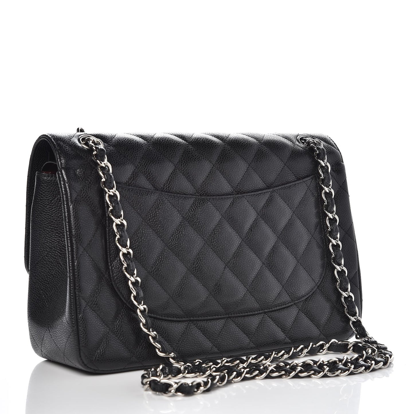 Caviar Quilted Jumbo Double Flap Black