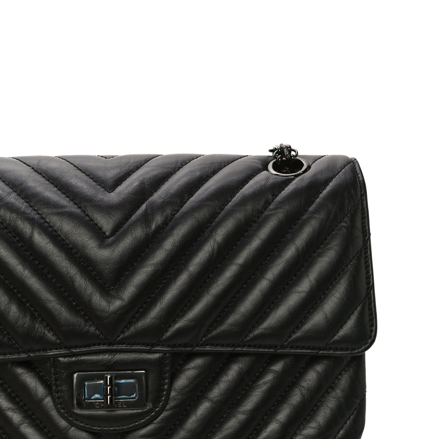 Chanel Aged Calfskin Chevron Quilted 2.55 Reissue 225 Flap So Black 10 of 13