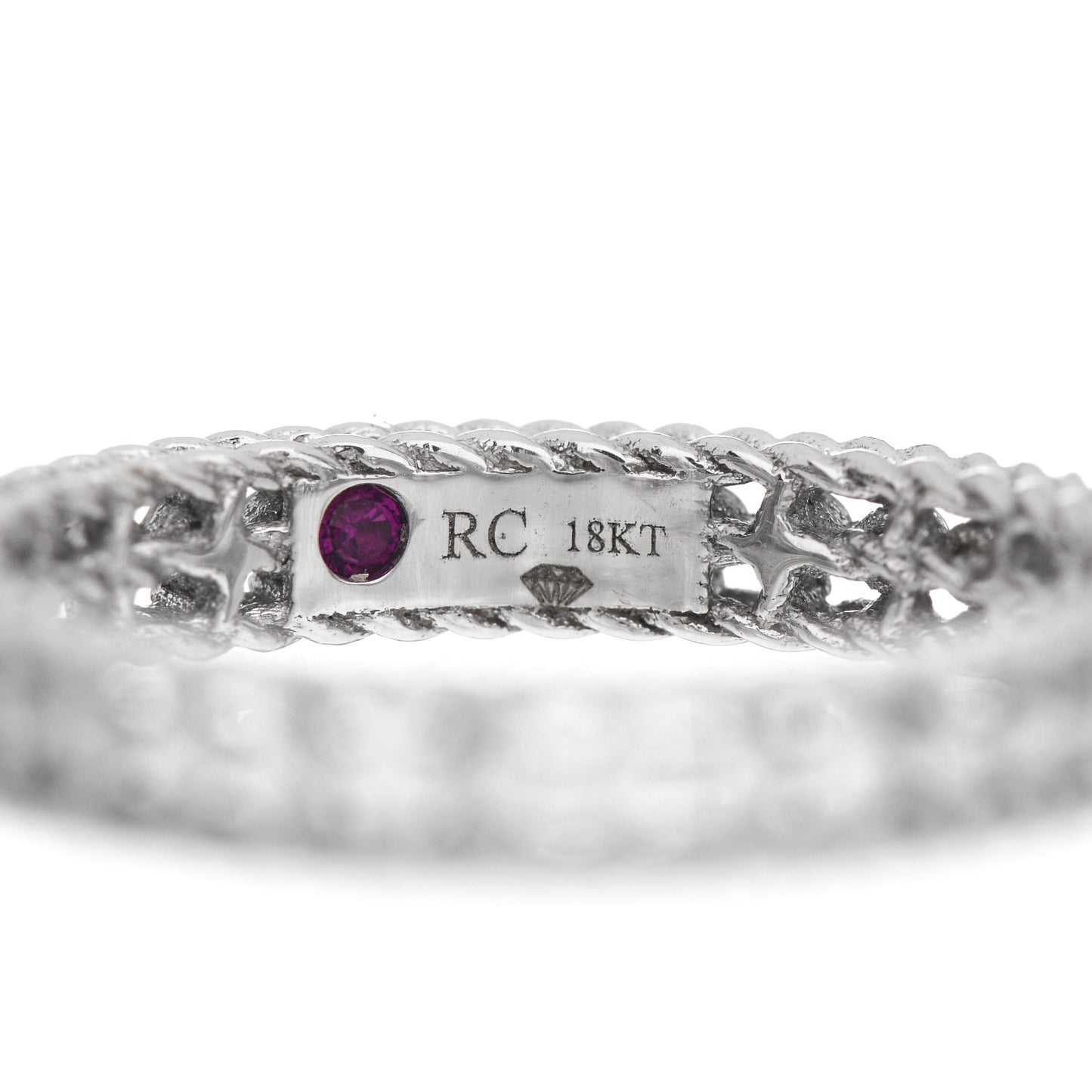 18K White Gold Diamond Symphony Princess Band Ring 53 6.5