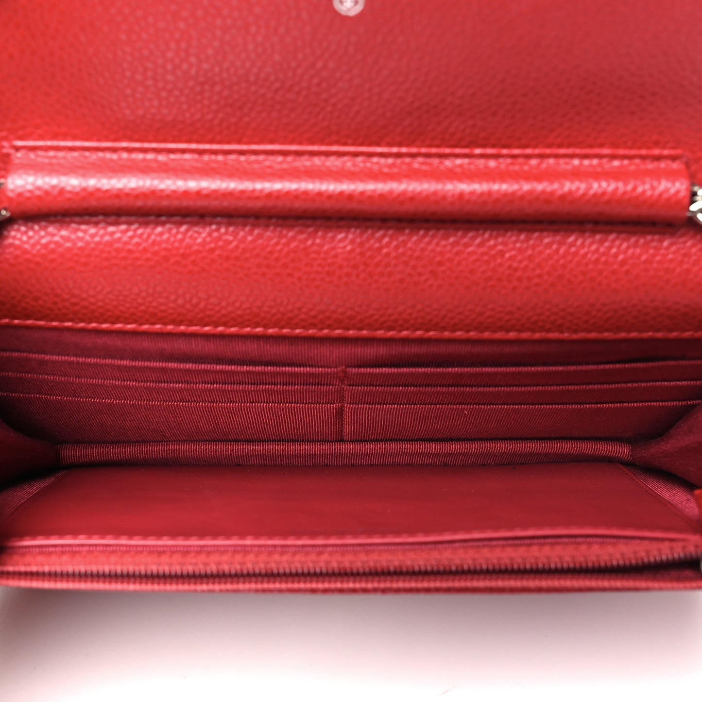 Caviar Quilted Wallet on Chain WOC Dark Red
