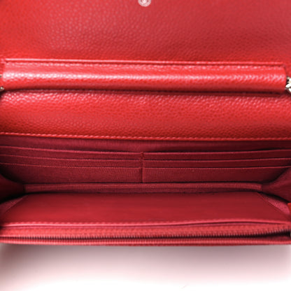 Chanel Caviar Quilted Wallet on Chain WOC Dark Red 5 of 11