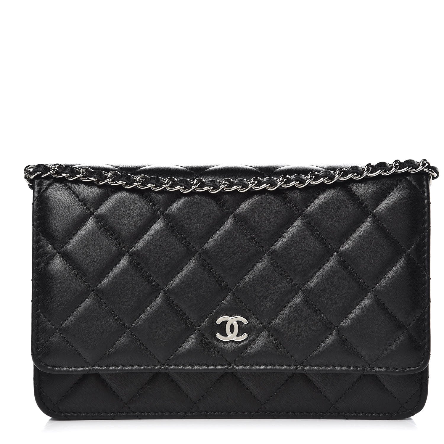 Chanel Lambskin Quilted Wallet On Chain WOC Black 1 of 14