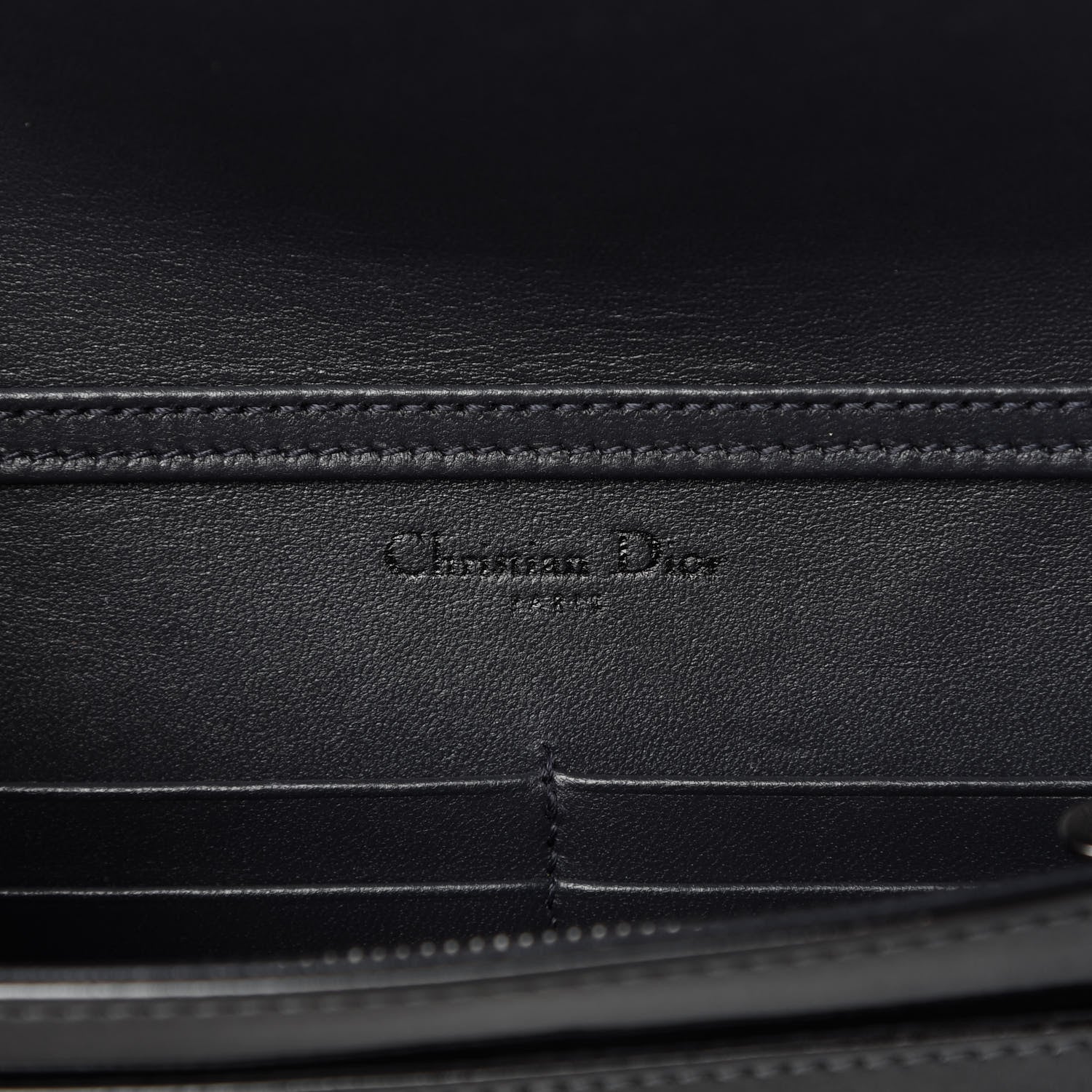 Christian Dior Metallic Patent Micro-Cannage Diorama Wallet on Chain Pouch Onyx Black 8 of 9