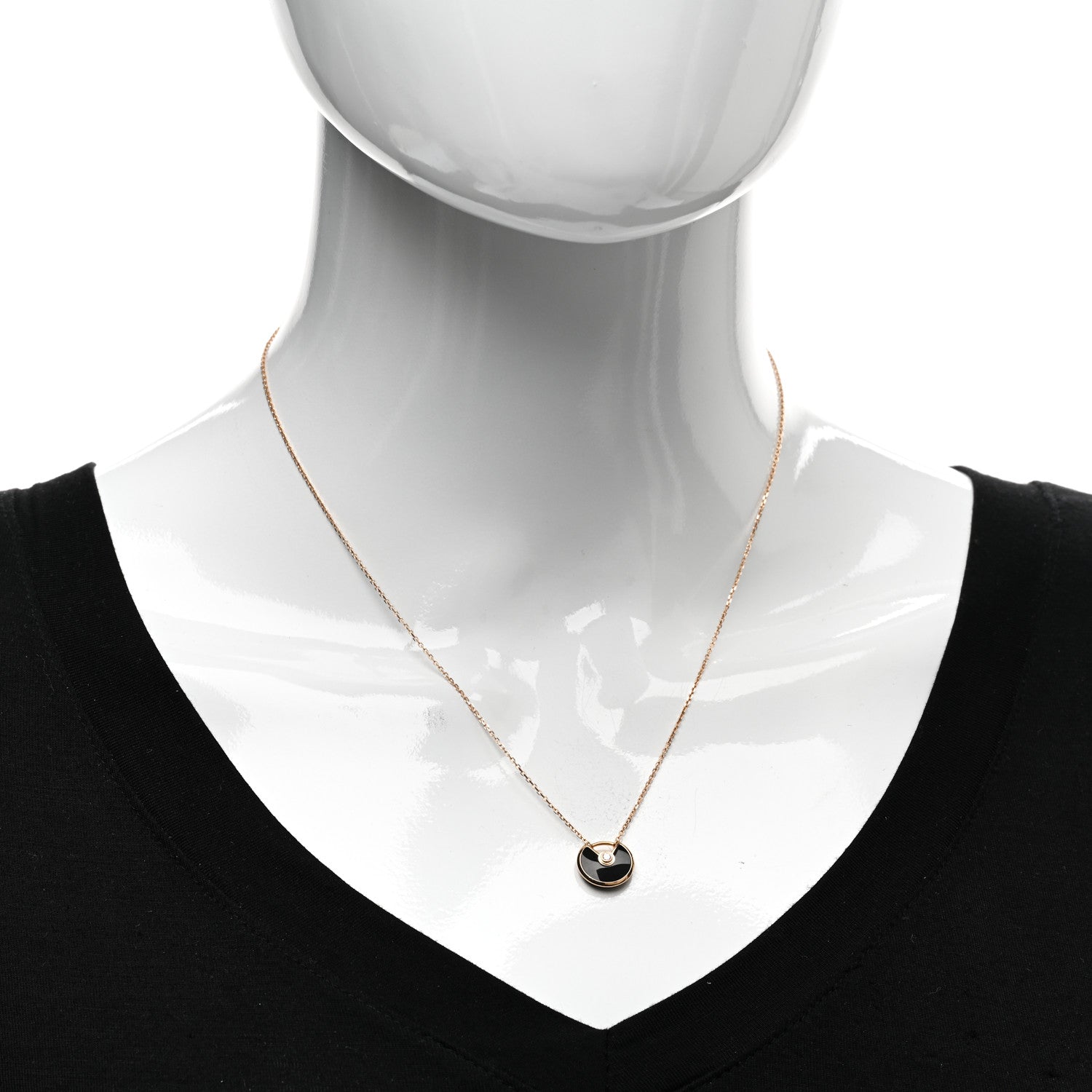 Cartier 18K Pink Gold Diamond Black Onyx XS Amulette de Cartier Pendant Necklace 2 of 5