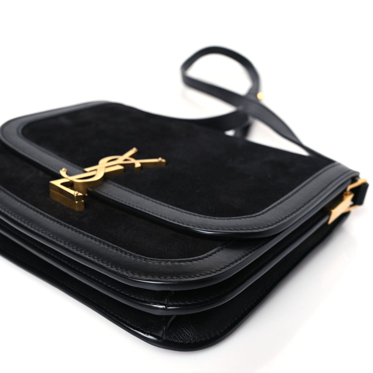 Suede Smooth Calfskin Monogram Medium Solferino Soft Satchel Black