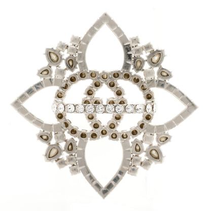 Gucci Metal Crystal Interlocking G Flower Ring M Silver 3 of 7