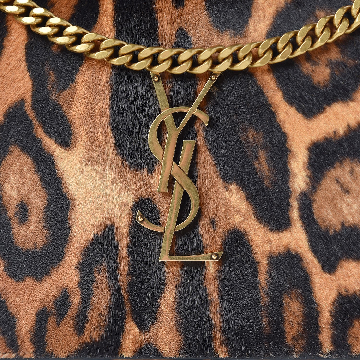 Saint Laurent Calf Hair Monogram Chain Wallet Leopard 9 of 12