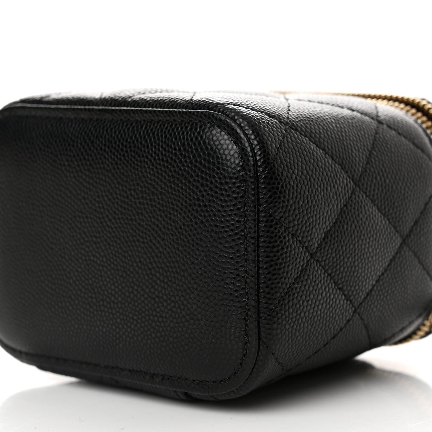 Caviar Quilted Mini Vanity Case With Chain Black