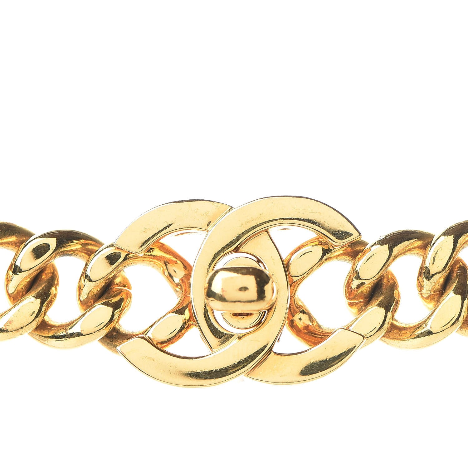 Chanel Chain Link CC Turn Lock Choker Necklace Gold 5 of 6