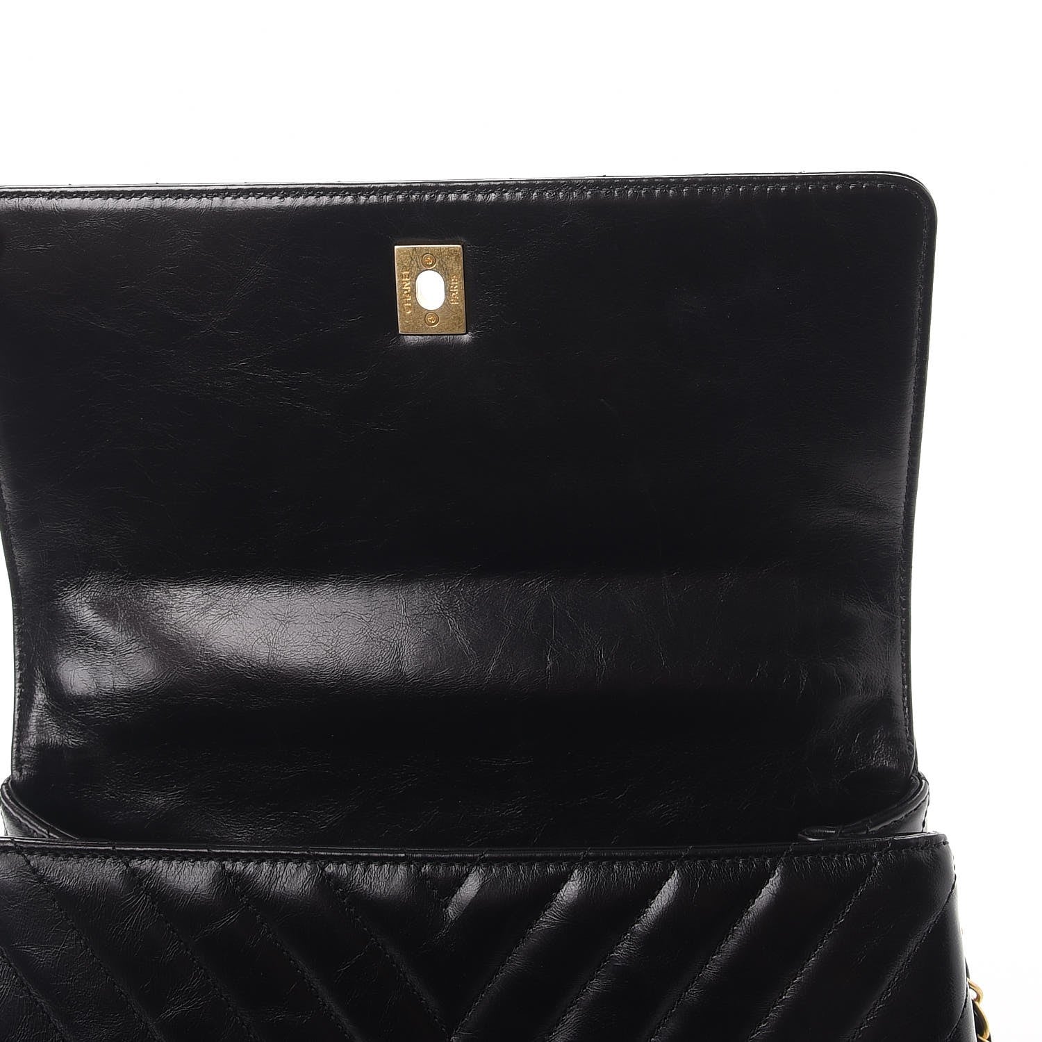 Chanel Calfskin Chevron Quilted Coco Handle Flap Black 9 of 10