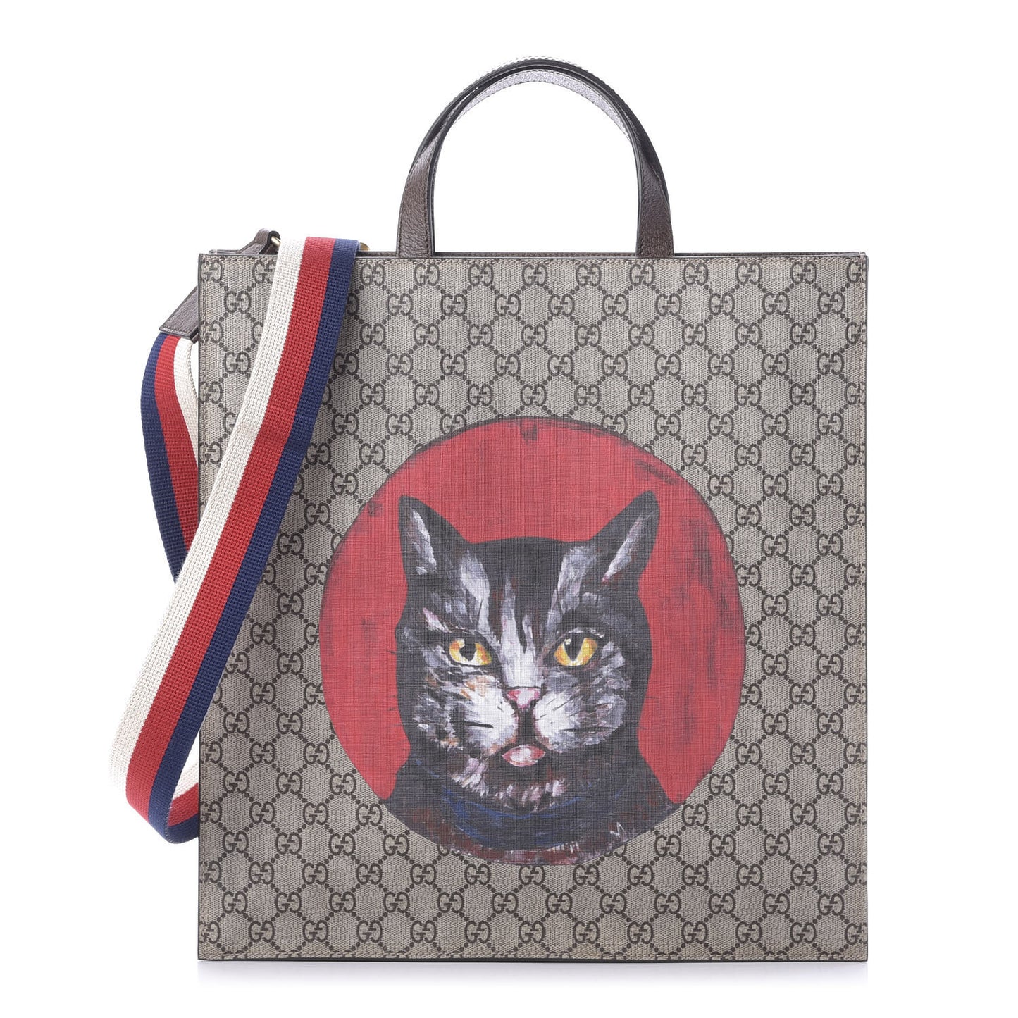 GG Supreme Monogram Mystic Cat Sylvie Web Vertical Tote