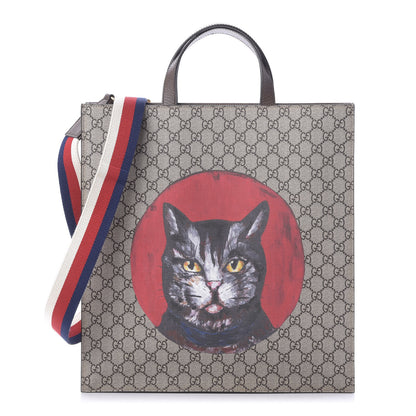 Gucci GG Supreme Monogram Mystic Cat Sylvie Web Vertical Tote 1 of 11