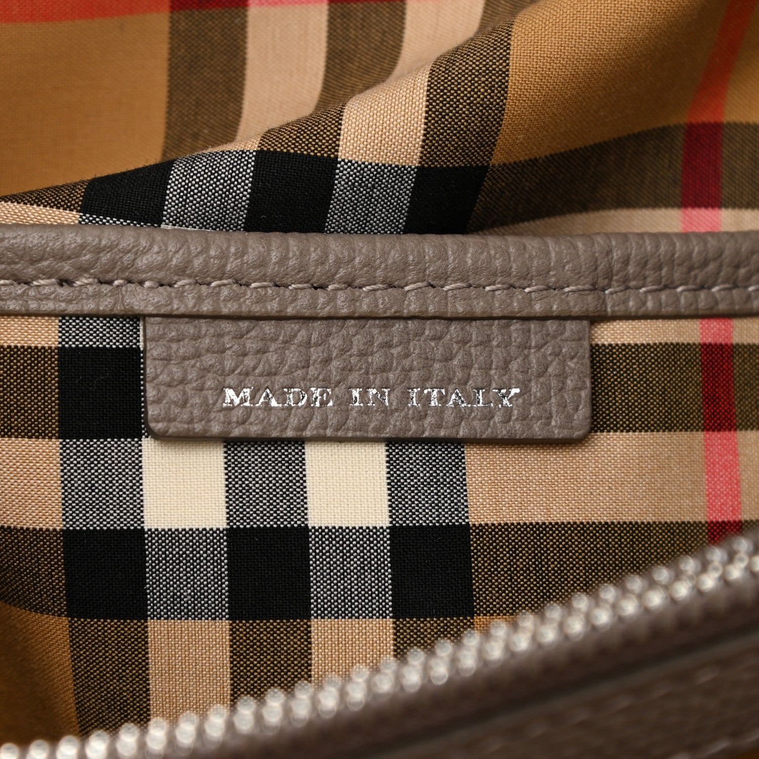 Burberry Derby Calfskin House Check Medium Banner Tote Thistle Grey 7 of 12