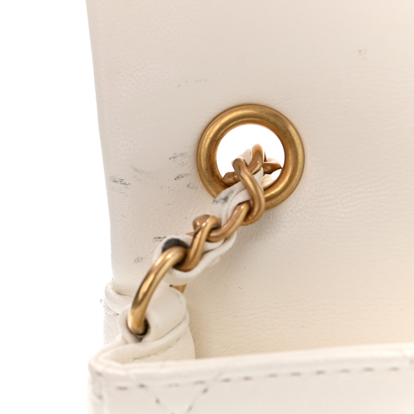 Lambskin Quilted Mini Heart Charms Flap White