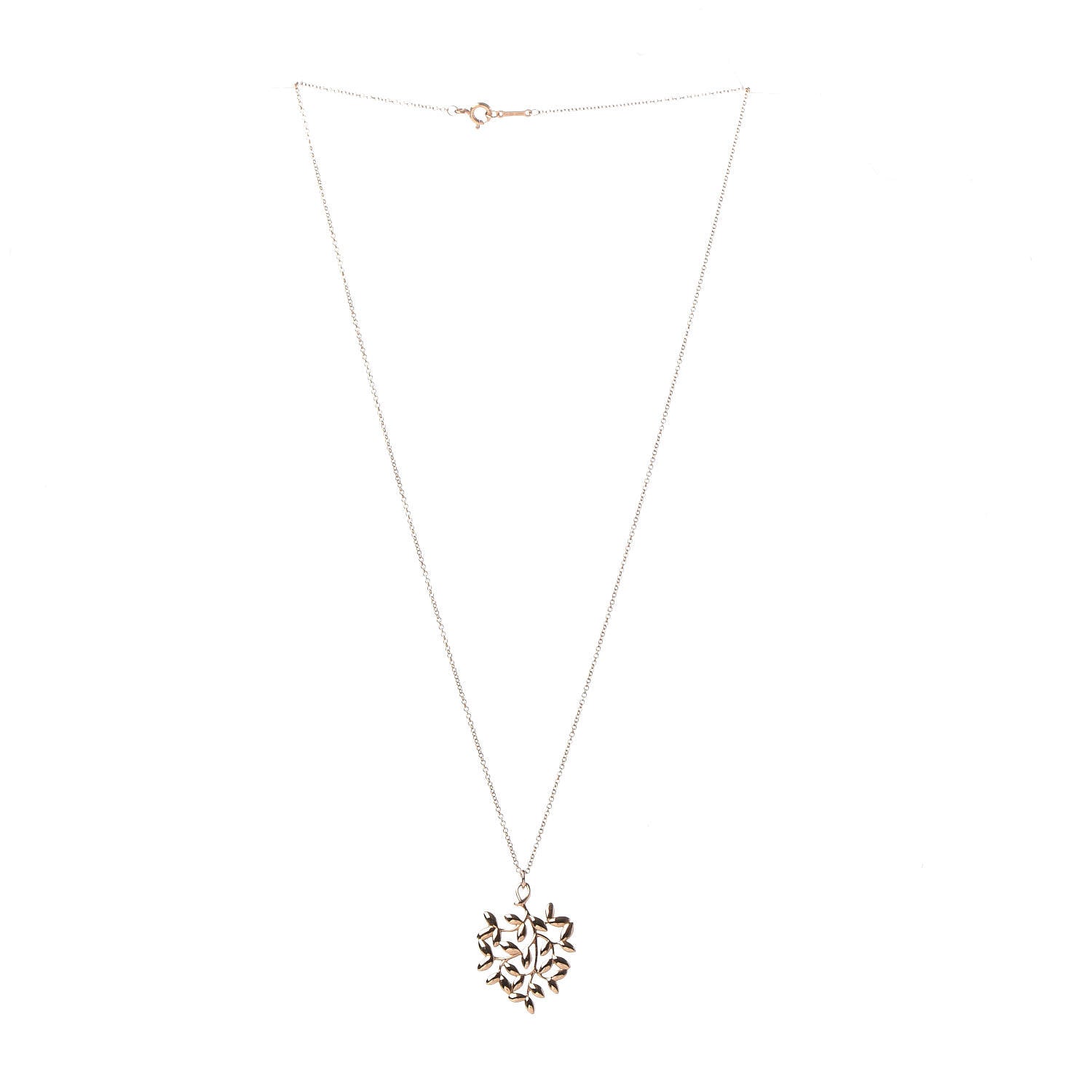 Tiffany 18K Rose Gold Small Paloma Picasso Olive Leaf Pendant Necklace 3 of 6