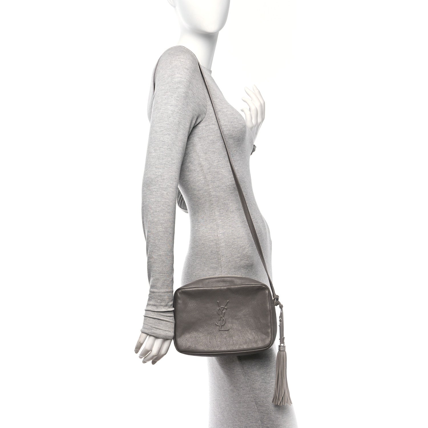 Saint Laurent Calfskin Monogram Small Lou Camera Bag Fog 2 of 11