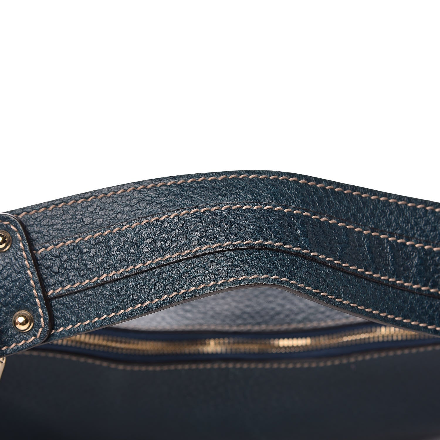 Gucci Calfskin Half Moon Bamboo Ring Hobo Blue 13 of 14