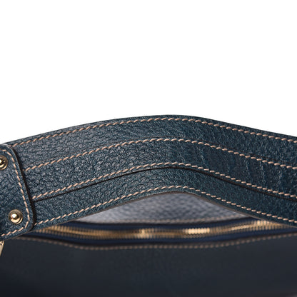 Gucci Calfskin Half Moon Bamboo Ring Hobo Blue 13 of 14