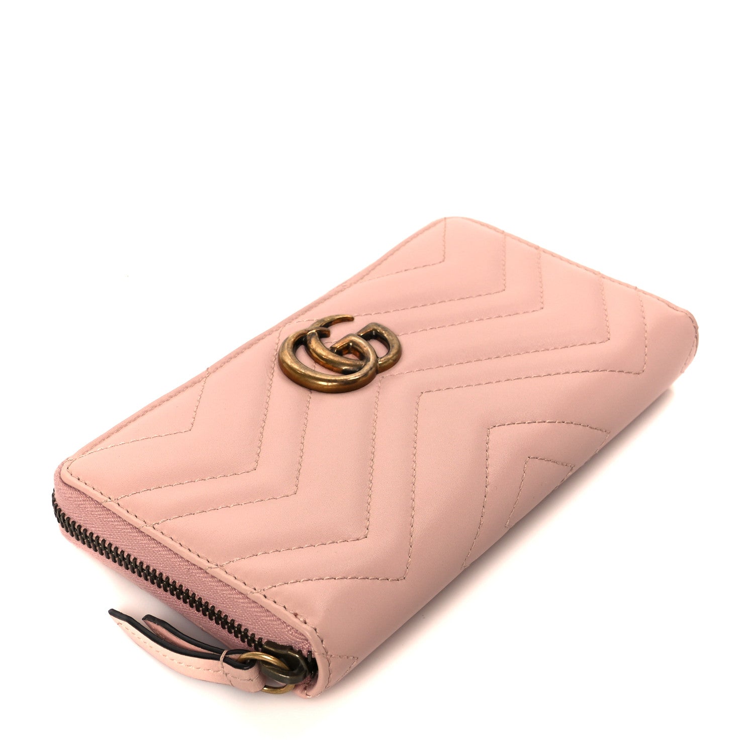 Gucci Calfskin Matelasse GG Marmont Zip Around Wallet Perfect Pink 4 of 9