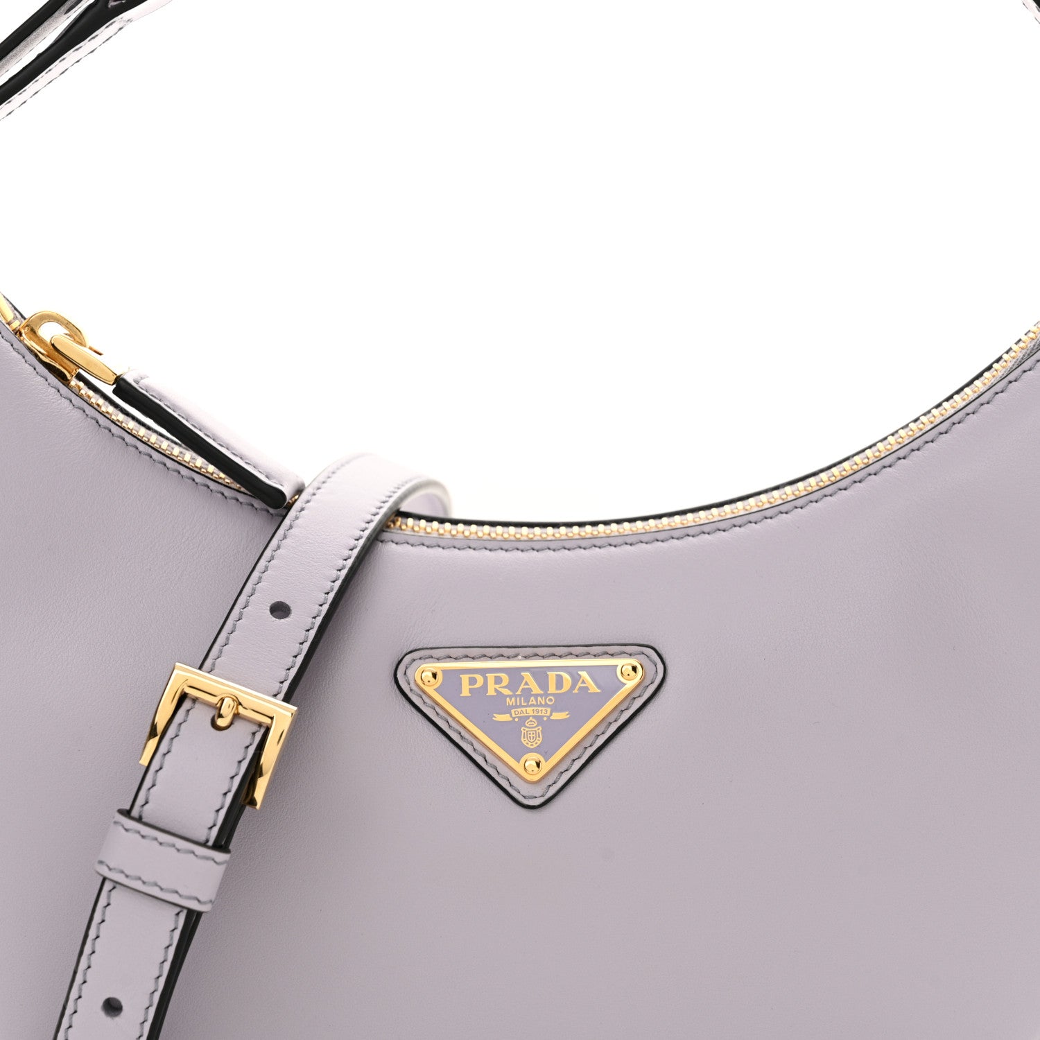 Prada Soft Calfskin Arque Shoulder Bag Glicine 8 of 10