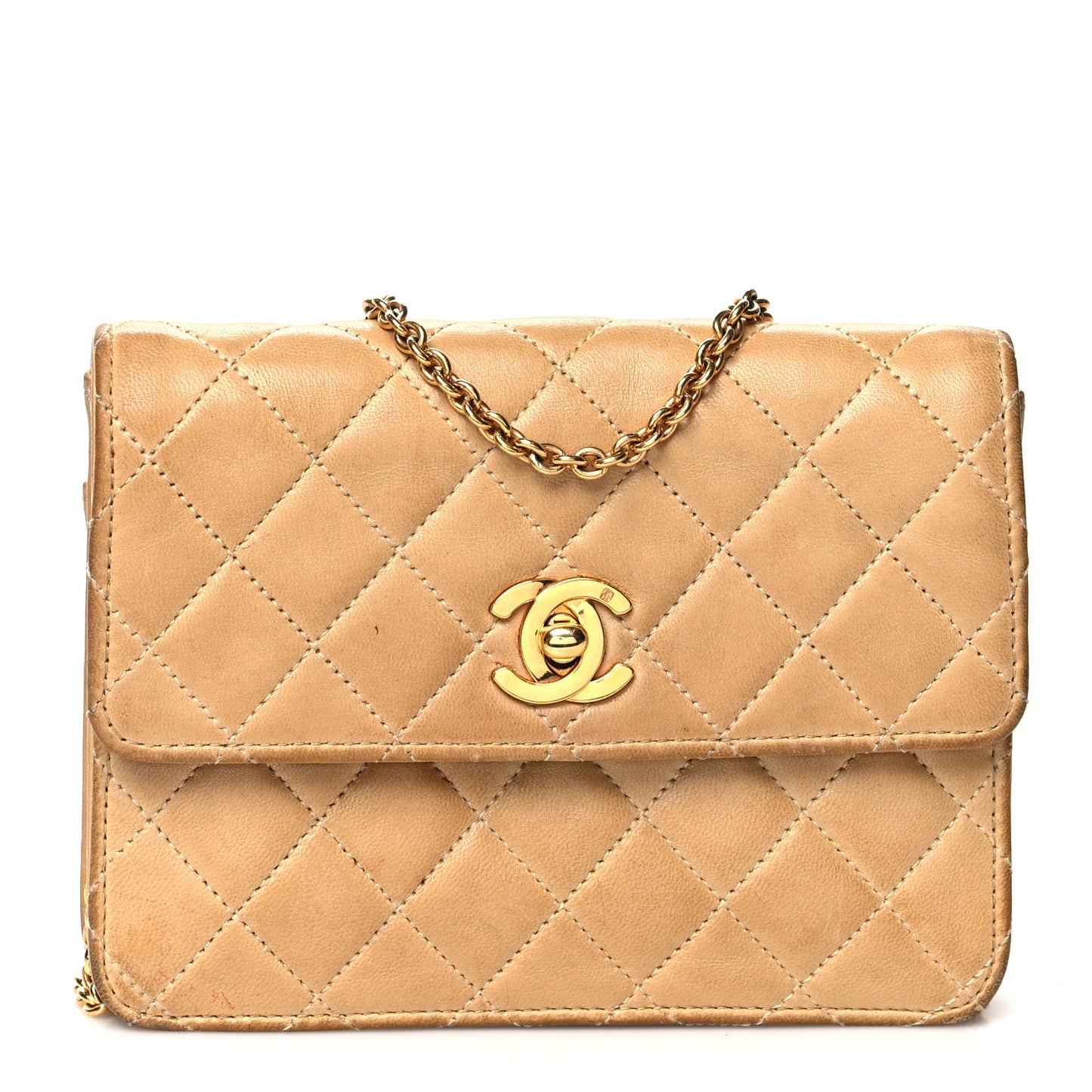 Lambskin Quilted Mini Flap Beige