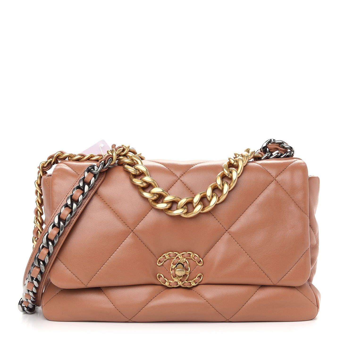 Lambskin Quilted Large Chanel 19 Flap Brown