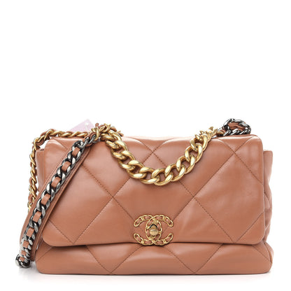 Chanel Lambskin Quilted Large Chanel 19 Flap Brown 1 of 9