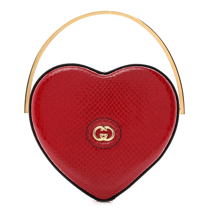 Gucci Snakeskin Broadway Mini Heart Top Handle Bag Rasberry Candy 1 of 12