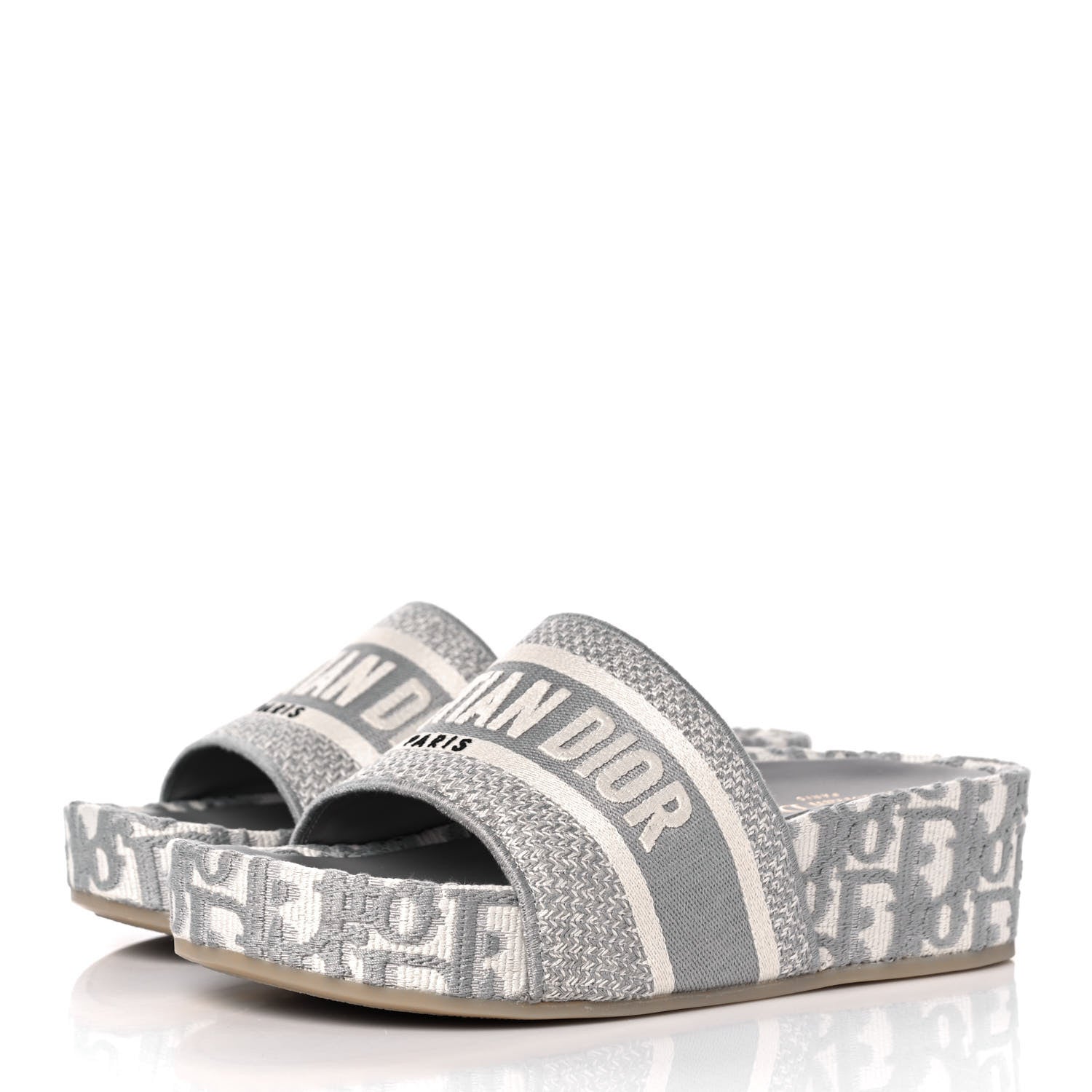 Christian Dior Oblique D-Way Platform Sandals 38 Grey Stone 3 of 8