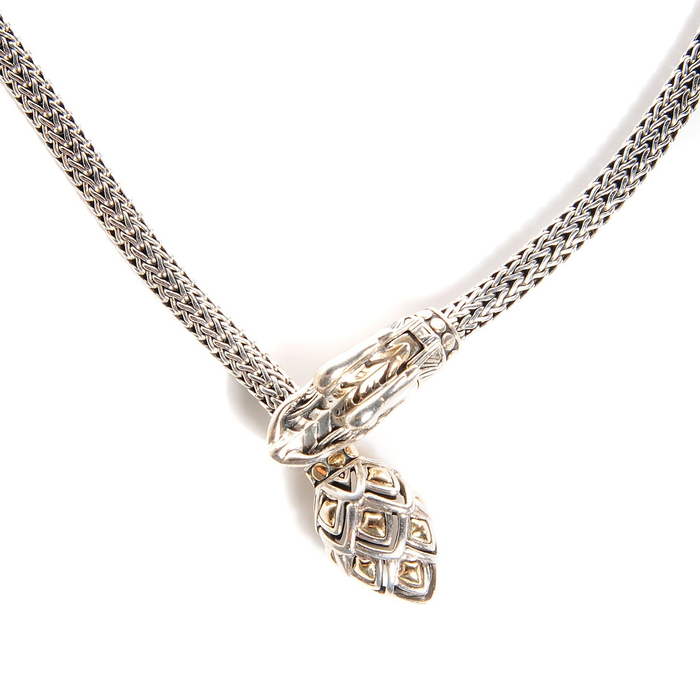 Sterling Silver 18K Gold 20 inch Legends Naga Dragon Necklace