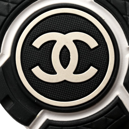 Chanel Tweed Suede Calfskin CC Sneakers 37 Black White 8 of 9