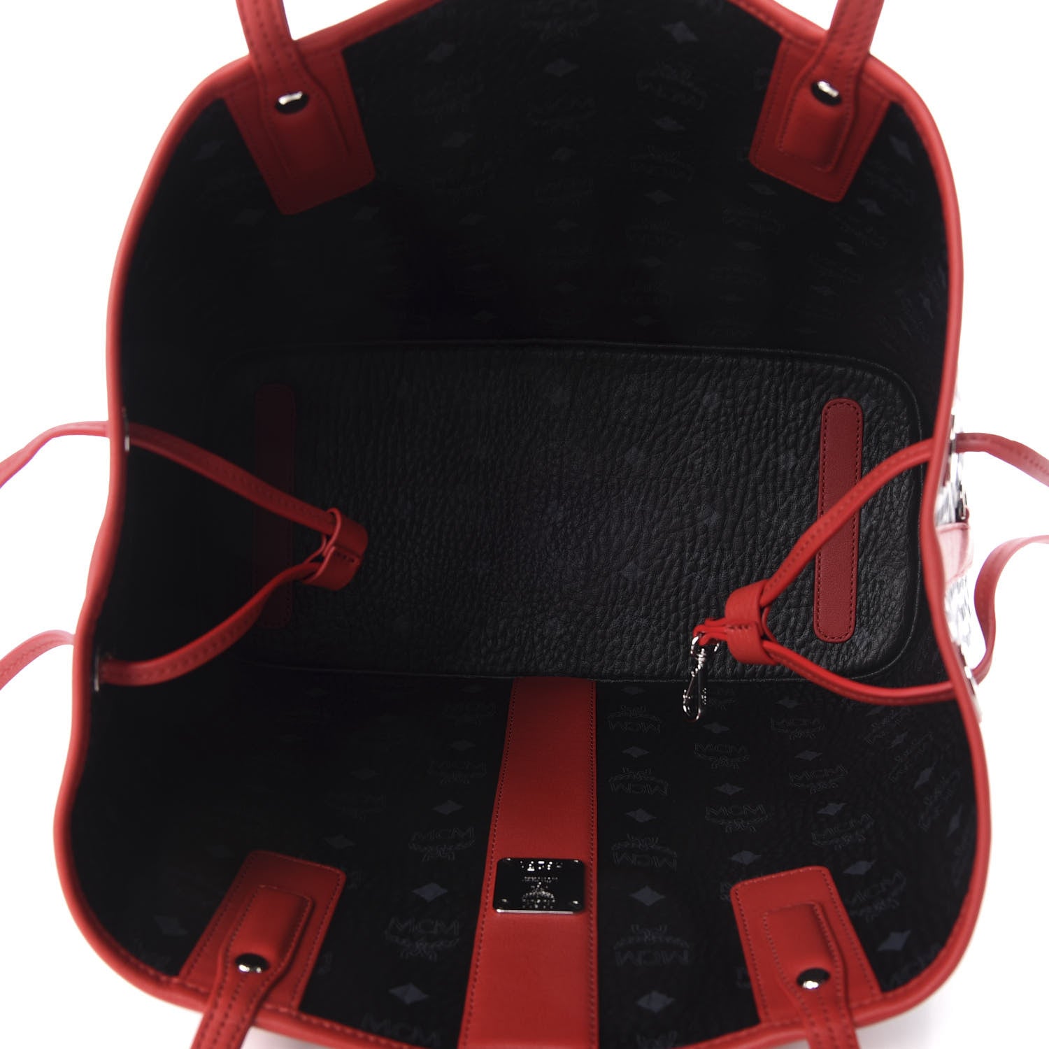 MCM Visetos Medium Liz Reversible Shopper Tote Black Red 16 of 19