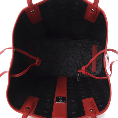 MCM Visetos Medium Liz Reversible Shopper Tote Black Red 16 of 19