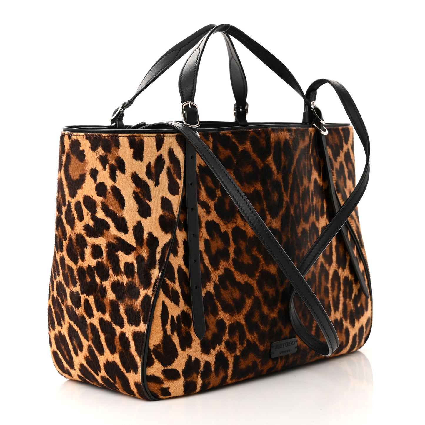 Pony Hair Leopard Print Large Varenne Tote Bag Natural
