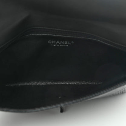 Chanel Metallic Crumpled Patent Calfskin Chevron Quilted Flap Clutch Black 5 of 7