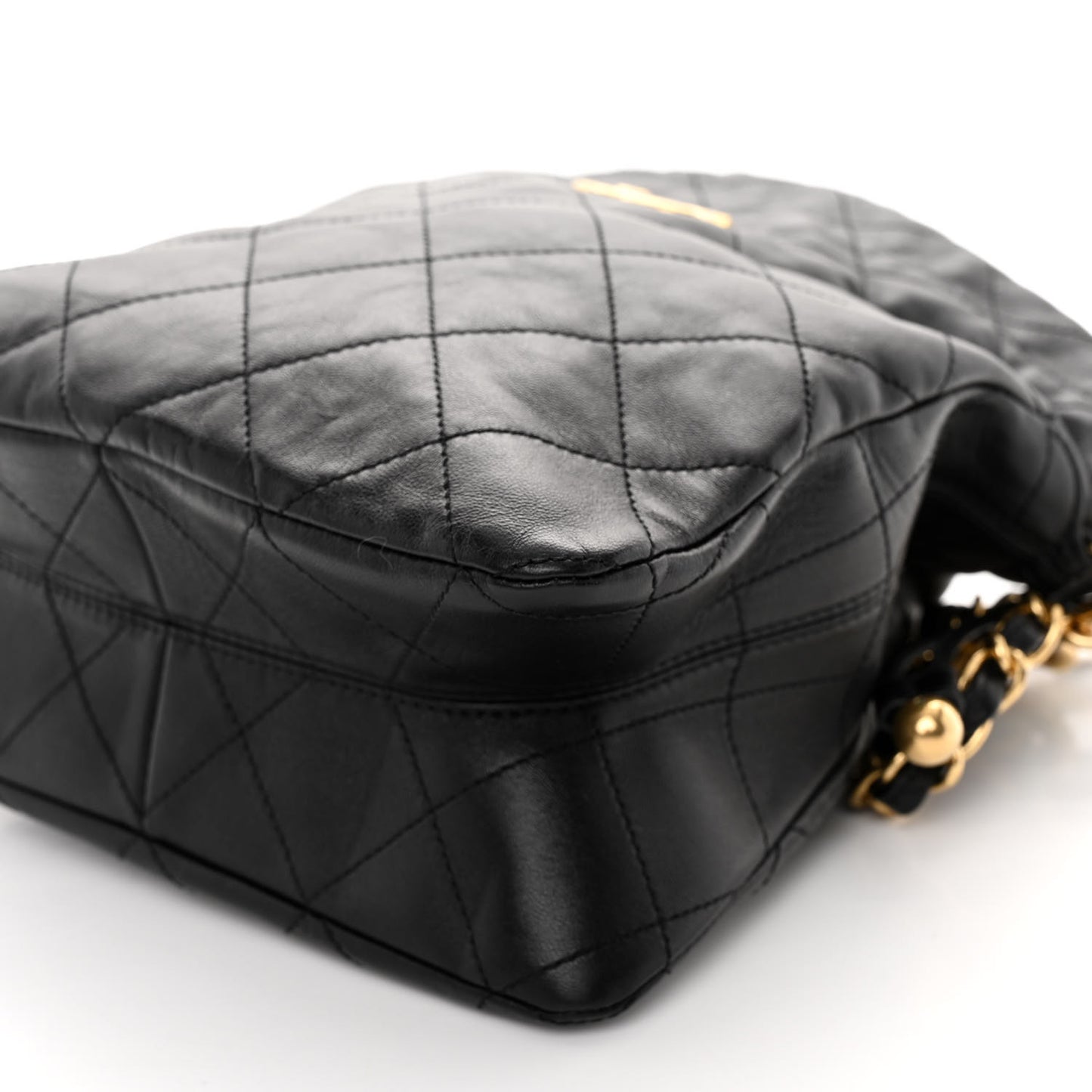 Lambskin Quilted Enamel Drawstring Bag Black Multicolor