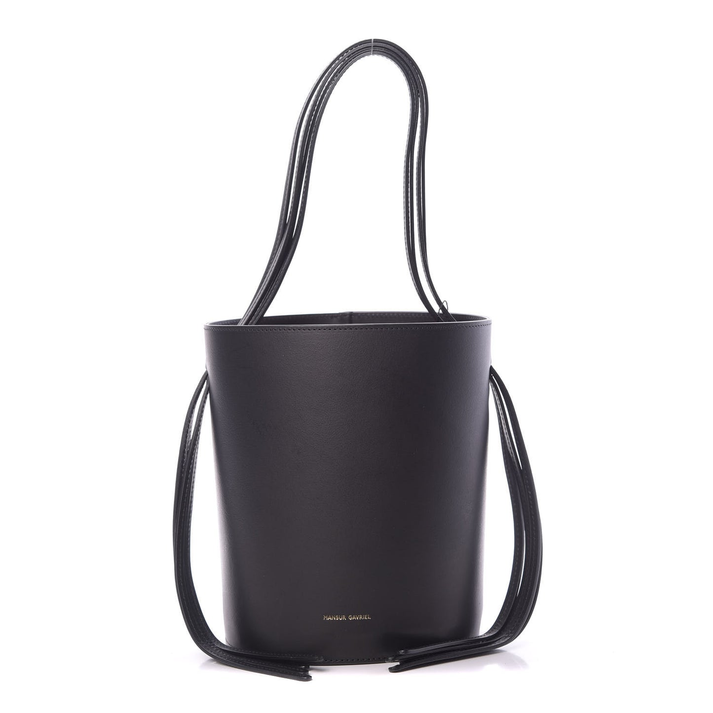 Calfskin Fringe Bucket Bag Black