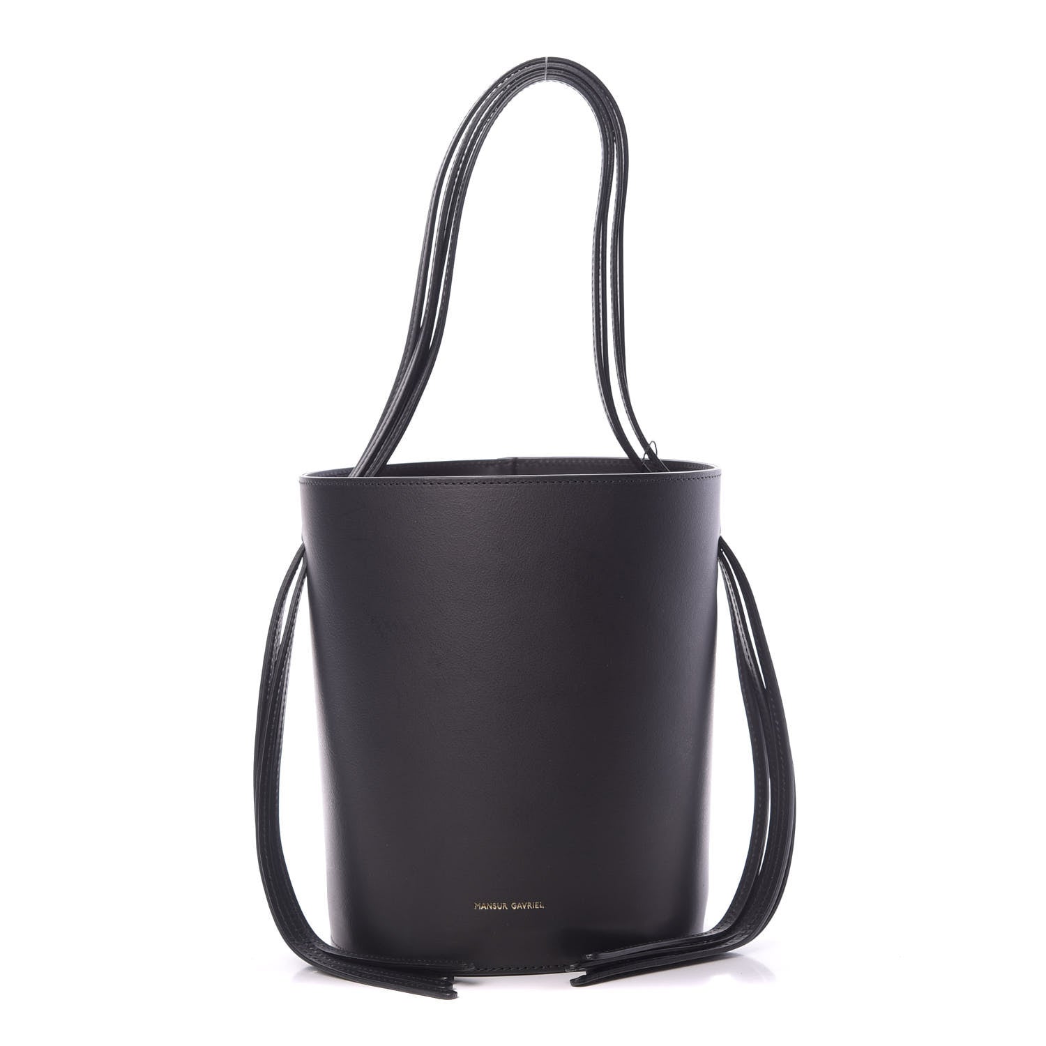 Mansur Gavriel Calfskin Fringe Bucket Bag Black 1 of 9