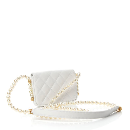 Chanel Calfskin Quilted About Pearls Card Holder Flap With Chain White 3 of 12