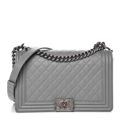 Chanel Calfskin Quilted New Medium Boy Flap Grey 1 of 13