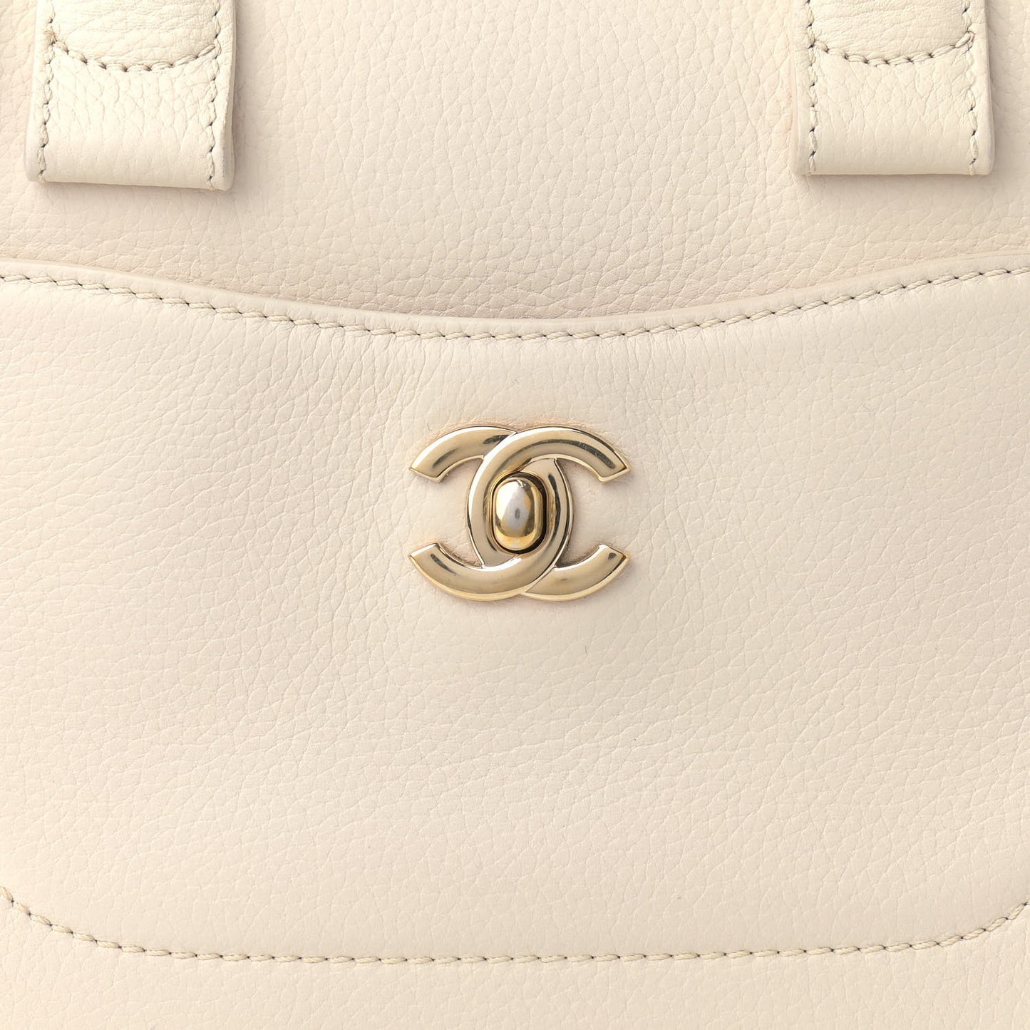 Grained Calfskin Mini Bi-Color Neo Executive Shopper Tote Beige Black