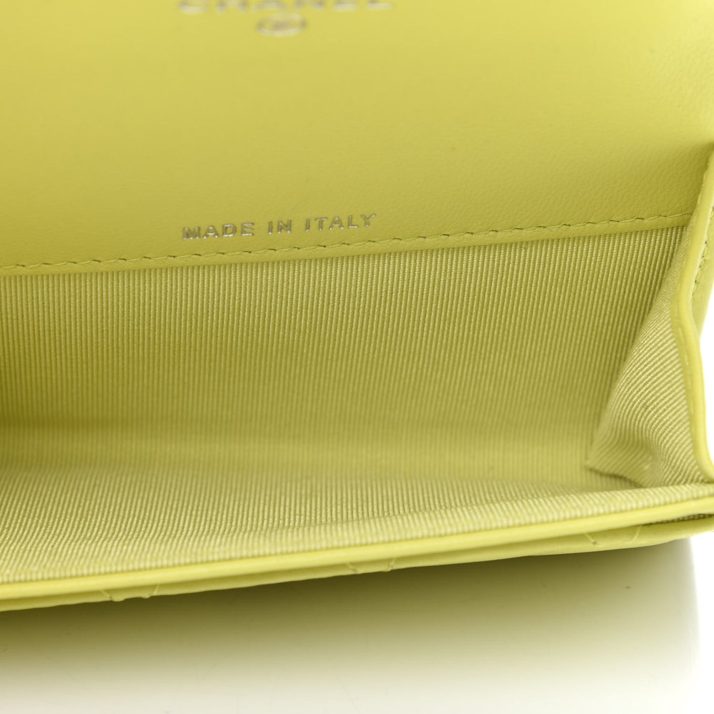 Lambskin Quilted Flap Card Holder Wallet Yellow