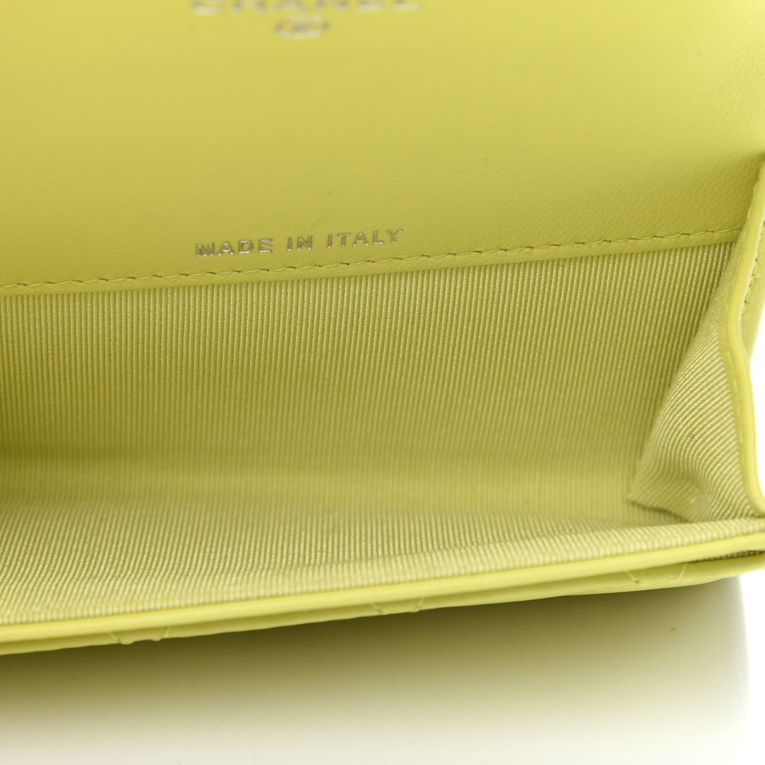 Chanel Lambskin Quilted Flap Card Holder Wallet Yellow 5 of 9